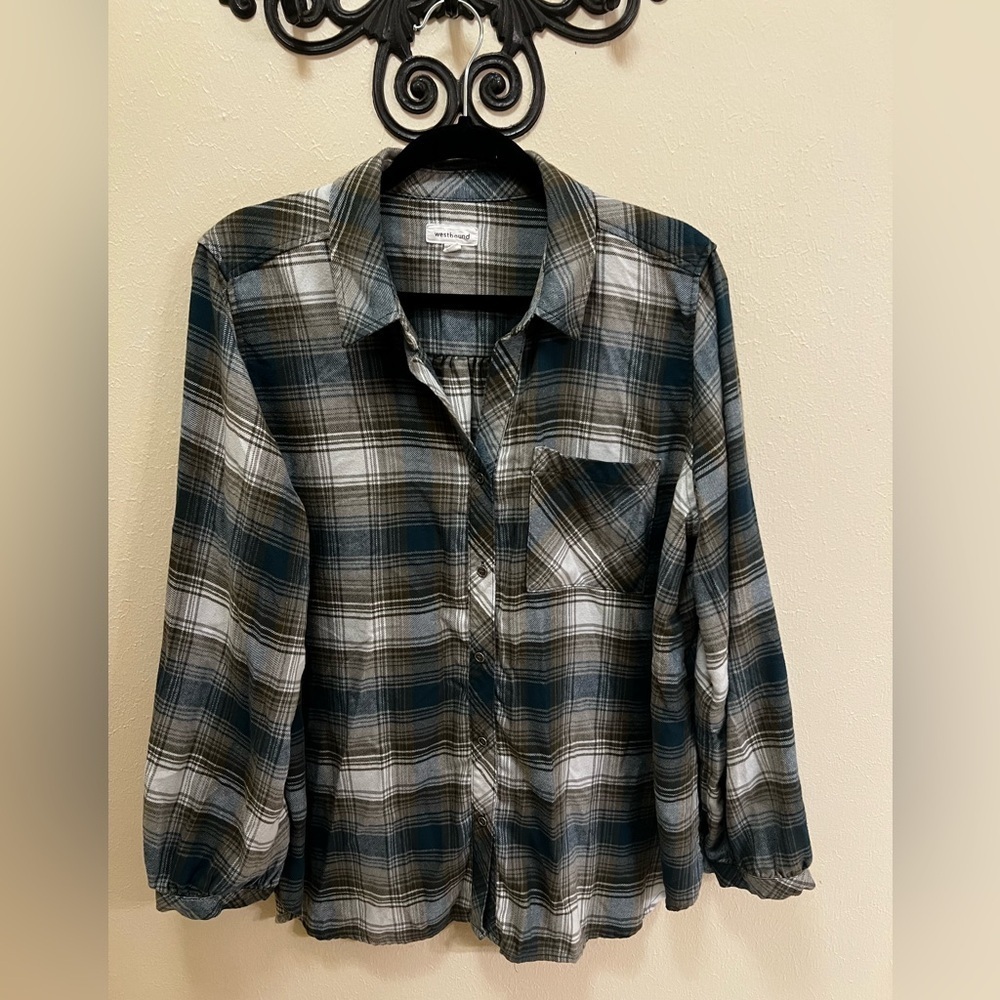 Make an offer. Westbound Women 's Plaid Shirt - Green and White